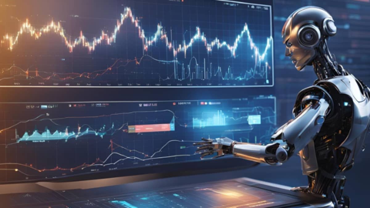 KI Roboter bedient Trading-Bildschirme